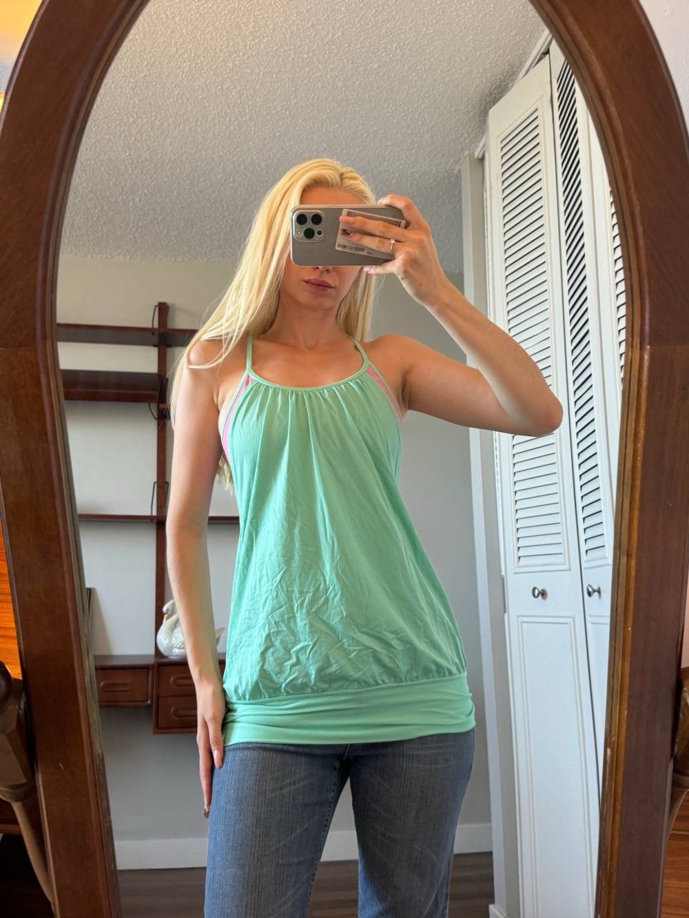 lululemon athletica Mint Green Camisole with Pink Bra